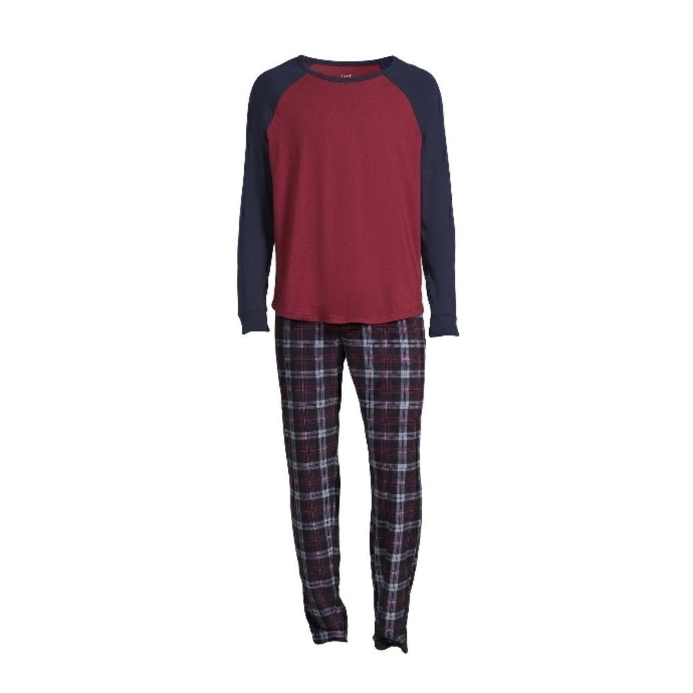 Mens Long Sleeve Sleep Pajama Lounge 2-Piece Set Size S